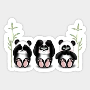 See no evil, hear no evil, speak no evil pandas Sticker